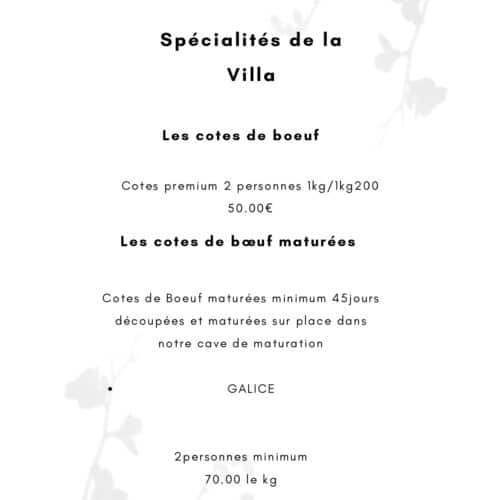 Spécialités de la Villa Bleue - xuleta Basque